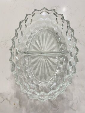 Vintage Fostoria "American" Cubist Pattern  Divided Serving Dish / Relish Tray